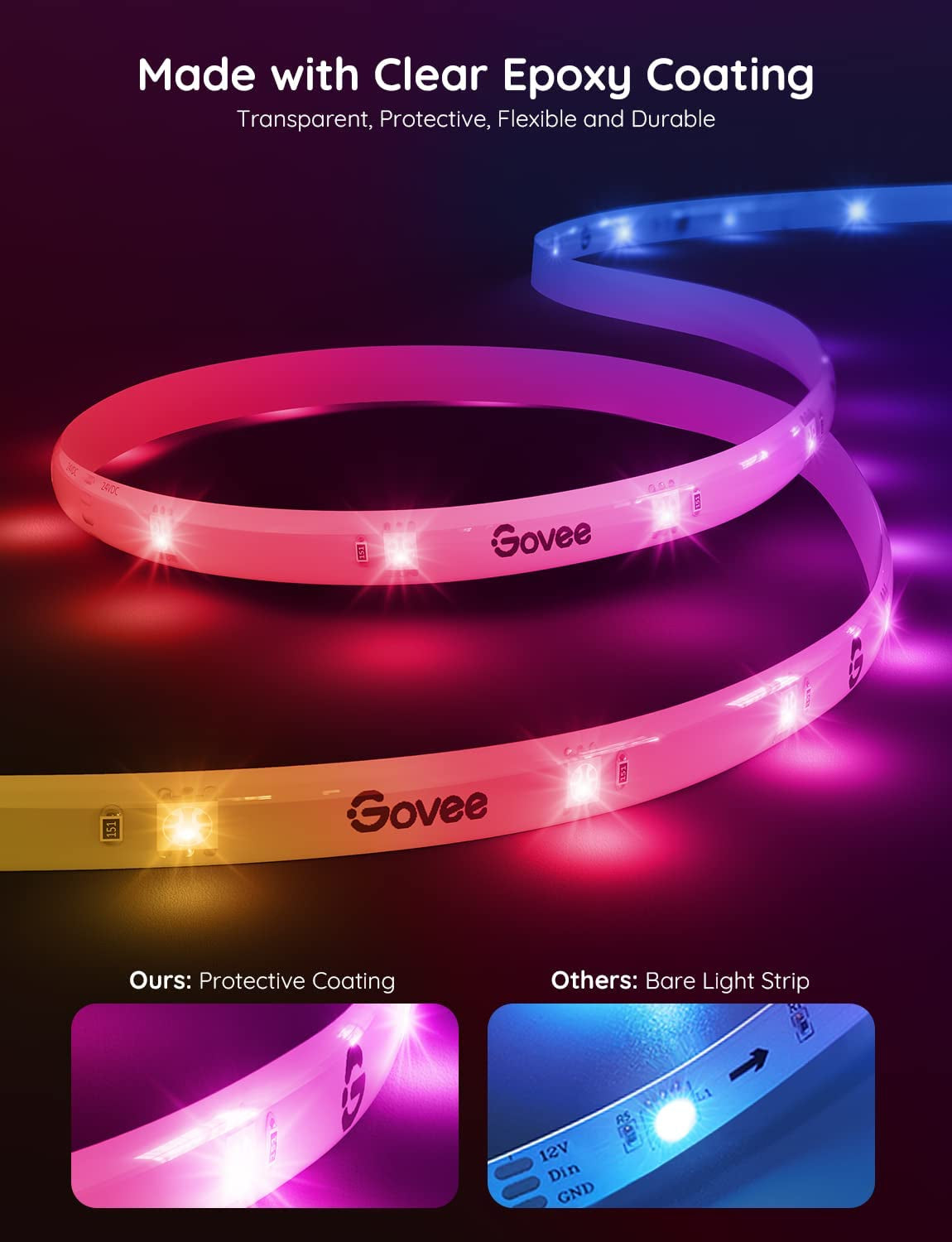 Govee 65.6Ft RGBIC LED Strip Lights, Work with Alexa and Google Assistant