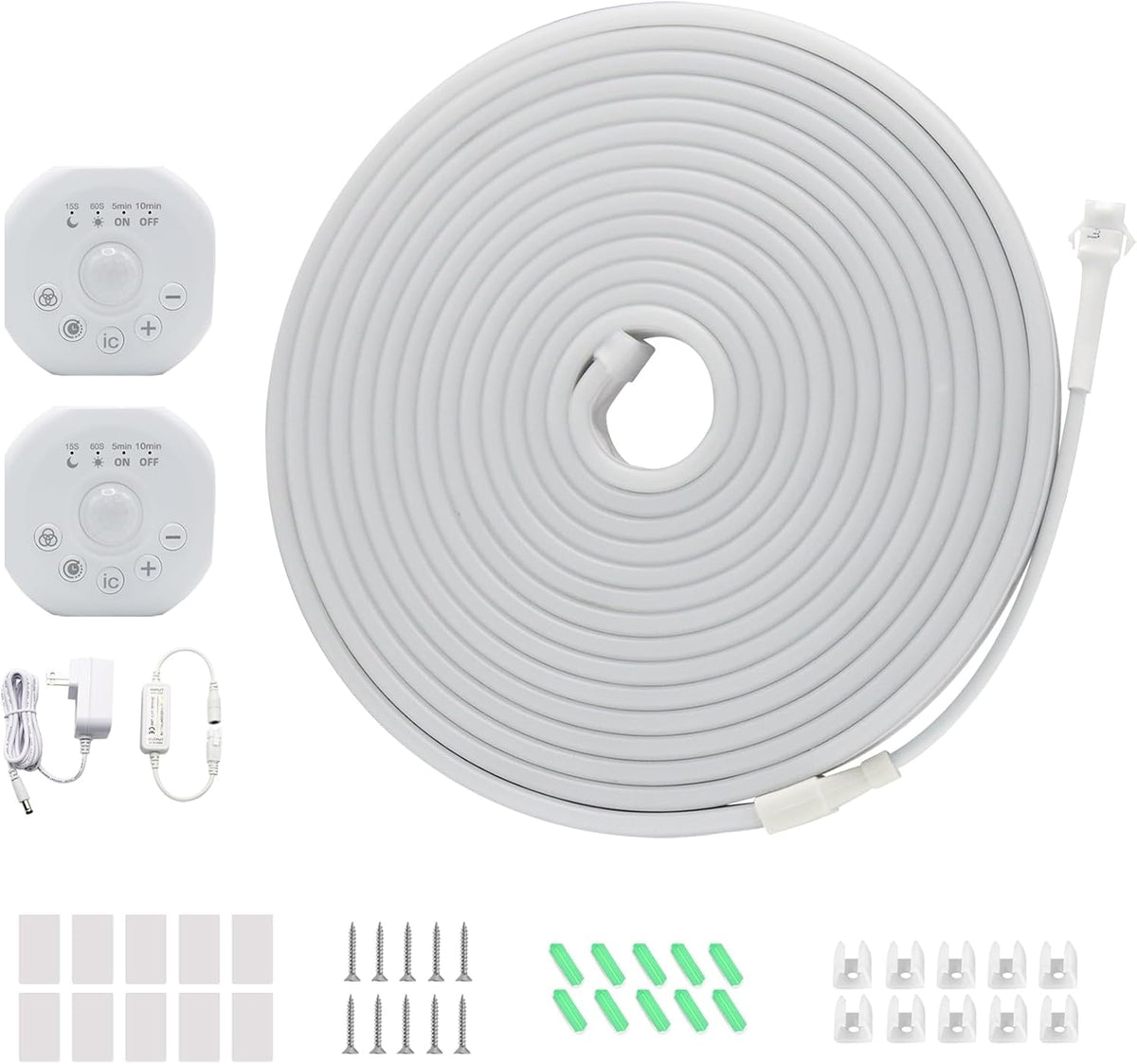 Motion Sensor LED Strip Lights - Chasing Effect Auto On/Off for Stairs, Bedroom, under Cabinet - 32.8Ft White, Intelligent Motion Sensor Stair Lights