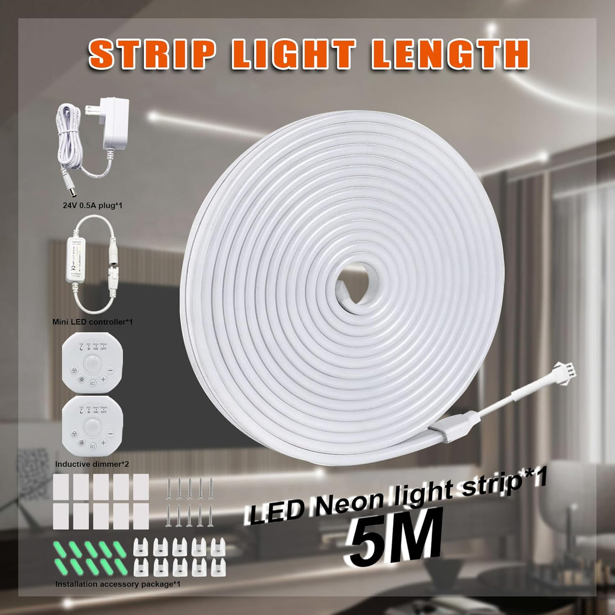 Motion Sensor LED Strip Lights - Chasing Effect Auto On/Off for Stairs, Bedroom, under Cabinet - 32.8Ft White, Intelligent Motion Sensor Stair Lights