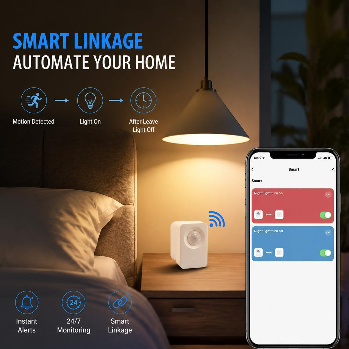 Enhance Your Home Security with Our WiFi Motion Sensor - Smart PIR Detector with Instant App Alerts and Seamless 2.4GHz Connectivity