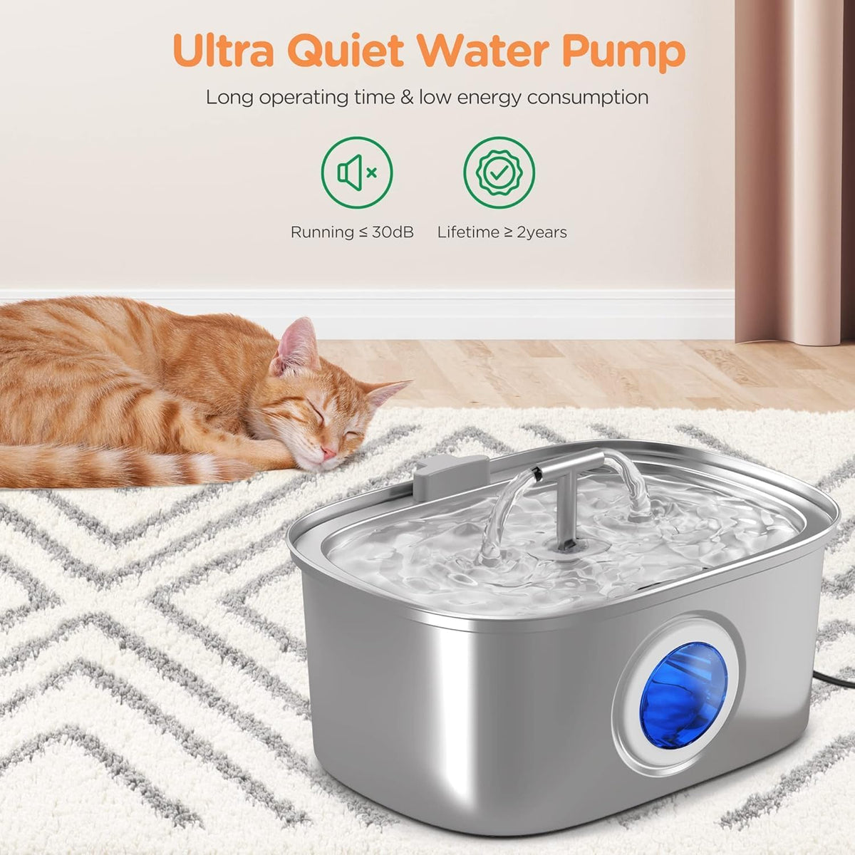 Cat Water Fountain Stainless Steel: 108Oz/3.2L Automatic Pet Water Fountain
