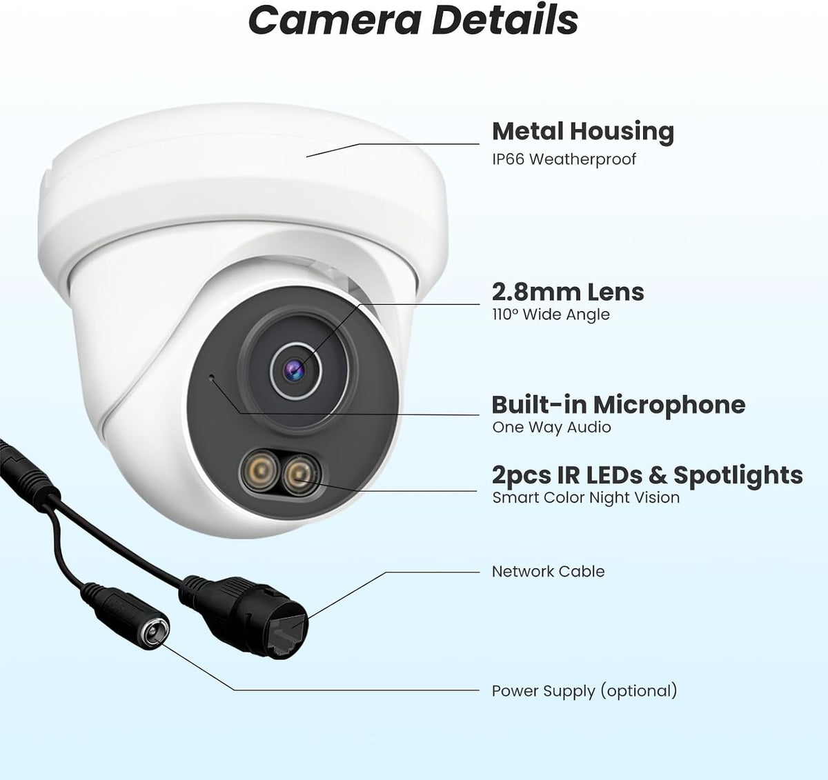 4K Poe Security Camera, 8MP Turret IP Camera Outdoor Indoor Wired