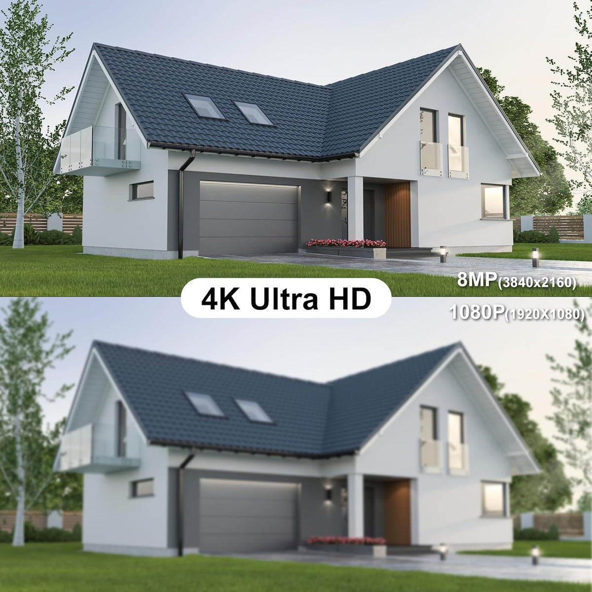 4K Poe Security Camera, 8MP Turret IP Camera Outdoor Indoor Wired