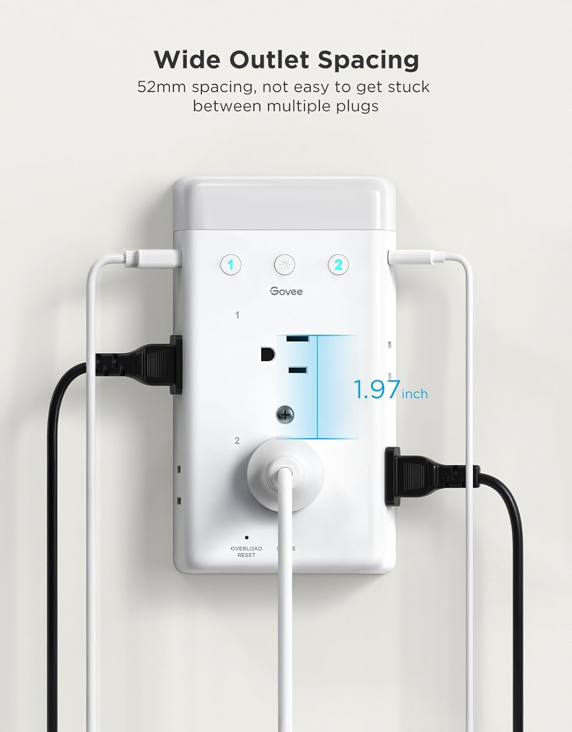 Govee Smart Plug Outlet Extender with RGB Night Light and Triple Socket Design