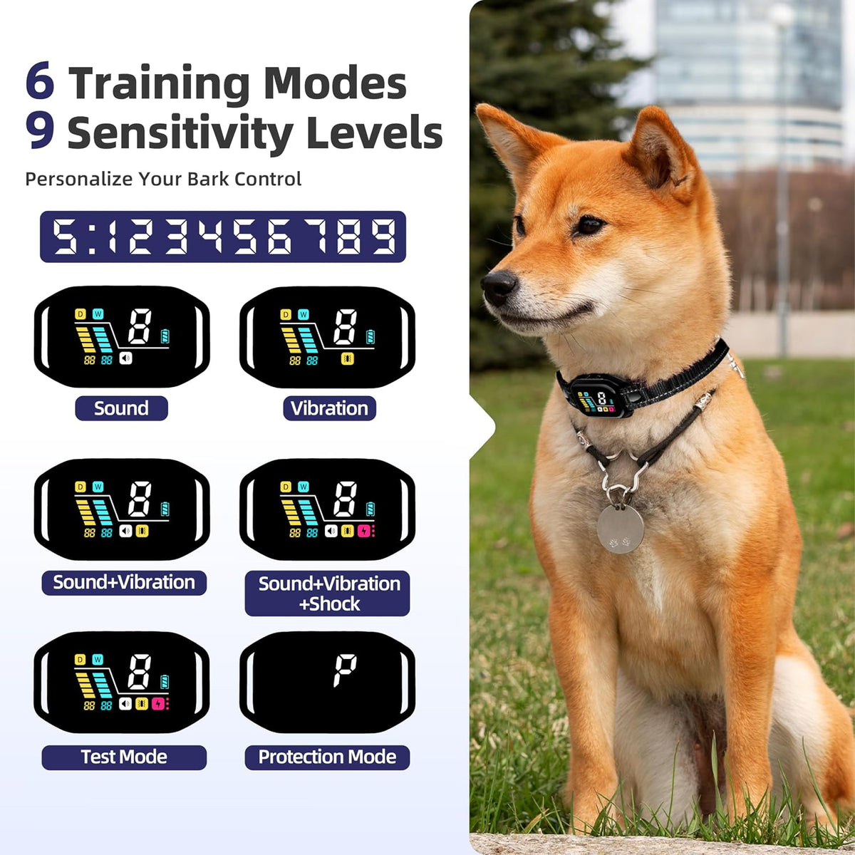 Revolutionary 2025 Smart Bark Collar: Track, Train, and Tame Excessive Barking in Dogs 8-130 lbs with 9 Sensitivity Levels and 4 Shock Settings