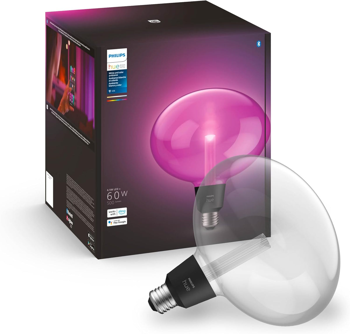 Illuminate Your Space with the Philips Hue Lightguide Ellipse Smart LED Bulb - A Stunning Decorative Lighting Solution