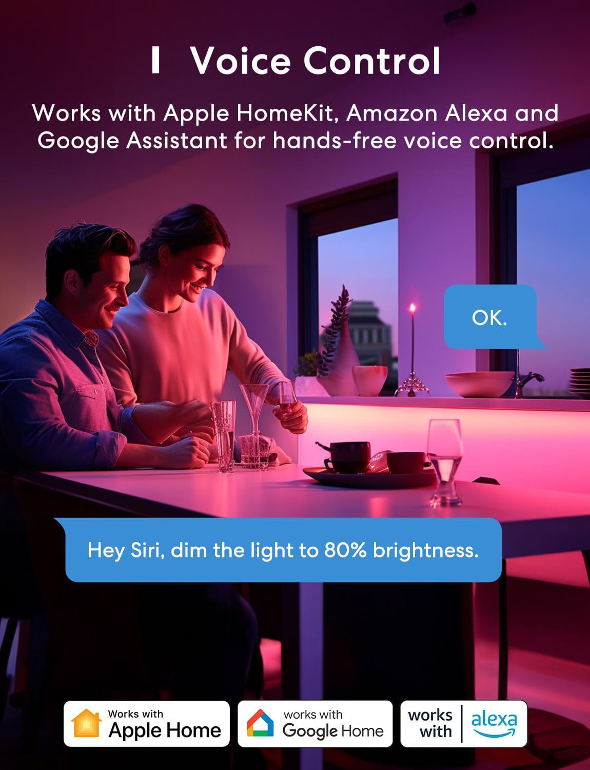 Smart LED Strip Lights, 16.4Ft, Work with Apple Homekit