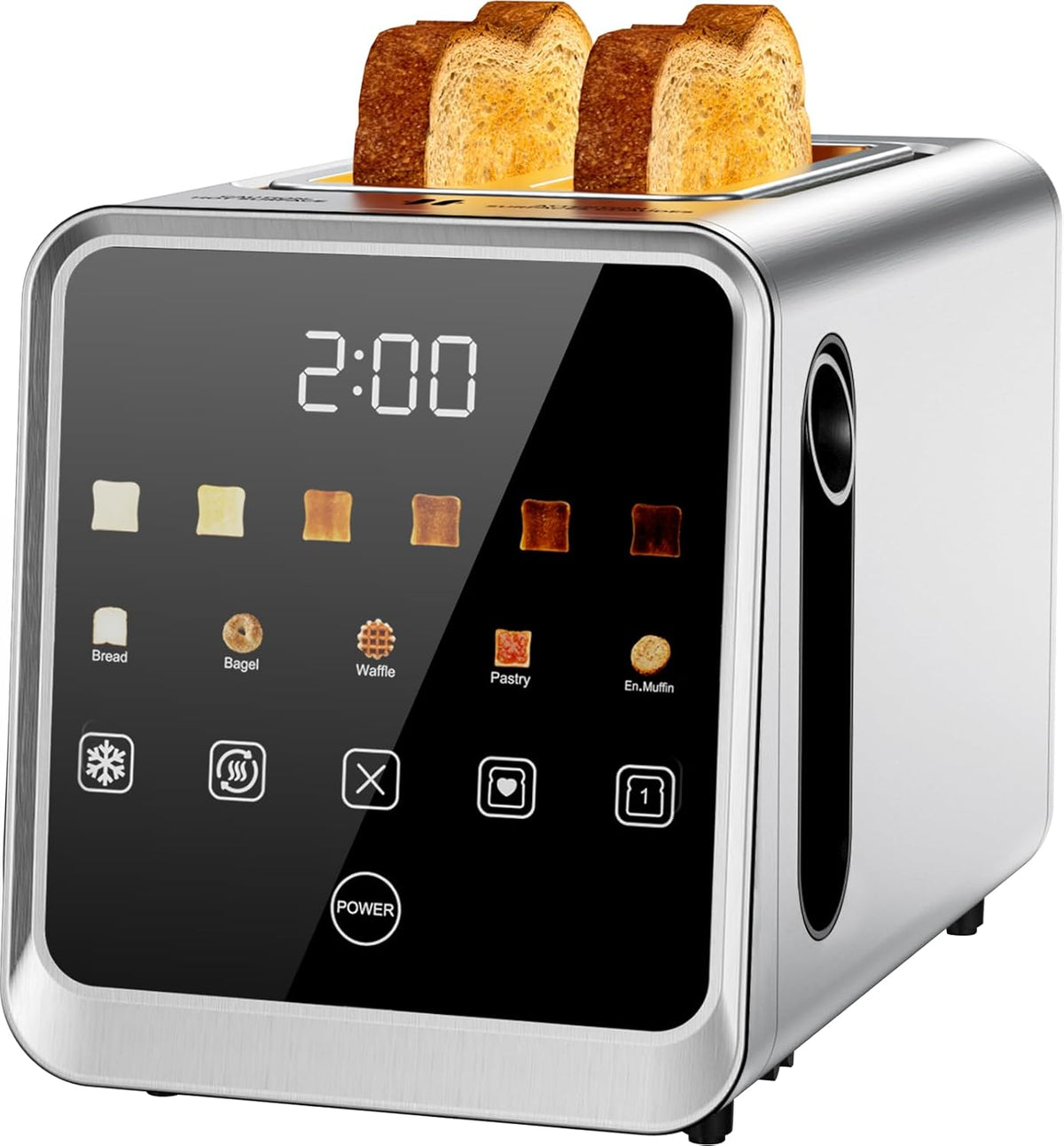 Toaster 2 Slice, Smart Touchscreen Wide Slot Stainless Steel