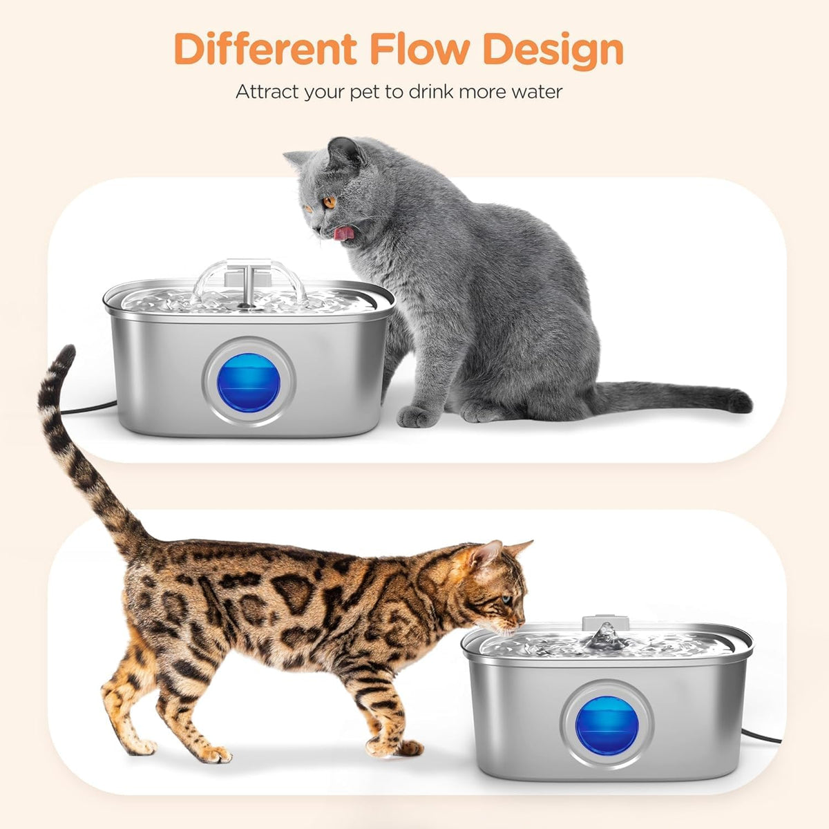 Cat Water Fountain Stainless Steel: 108Oz/3.2L Automatic Pet Water Fountain