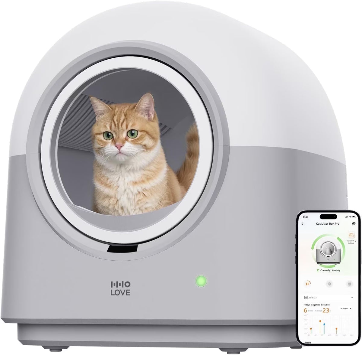 Typro Self-Cleaning Automatic Smart Cat Litter Box with Litter Mat, Waste Bags, and Deodorizer, Gray