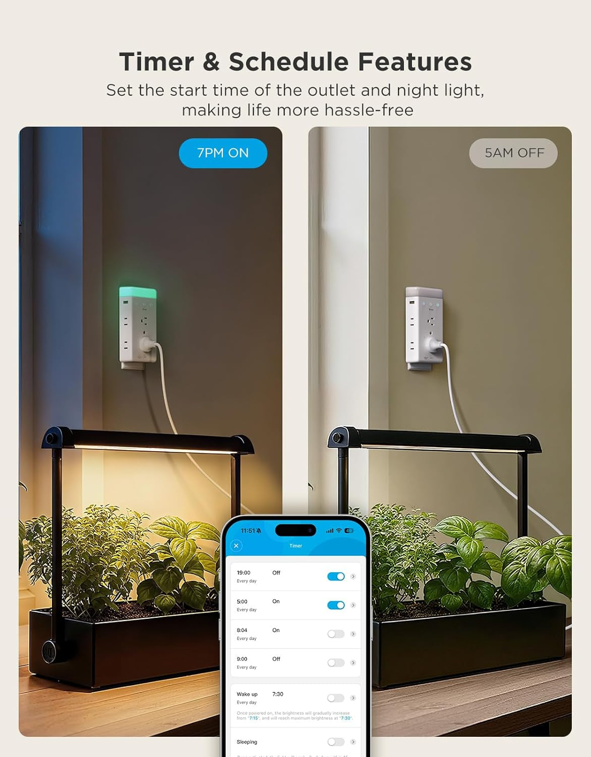 Govee Smart Plug Outlet Extender with RGB Night Light and Triple Socket Design