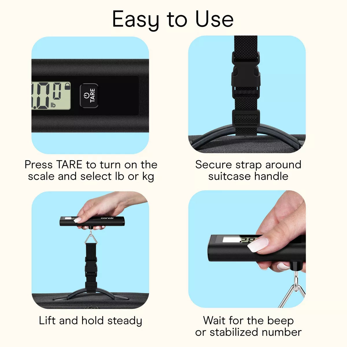 Travel Smart Digital  Scale - Black: Maximum Capacity 80 Lbs, Solid Pattern