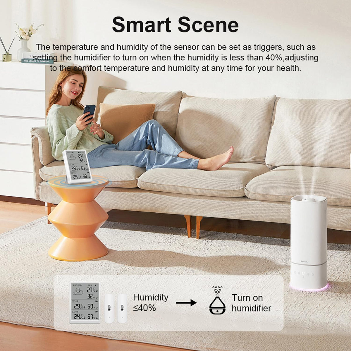 Revolutionary Indoor WiFi Thermometer and Hygrometer: Smart Digital Temperature & Humidity Monitor with App Alerts, 100M Range, and Alexa Compatibility (1 Base Station + 3 Sensors)