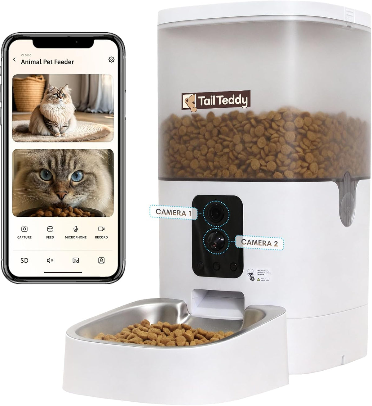 Revolutionize Your Pet Care with the Tailteddy Smart Automatic Cat Feeder – WiFi-Enabled, Dual Camera, and AI Detection for Hassle-Free Feeding!