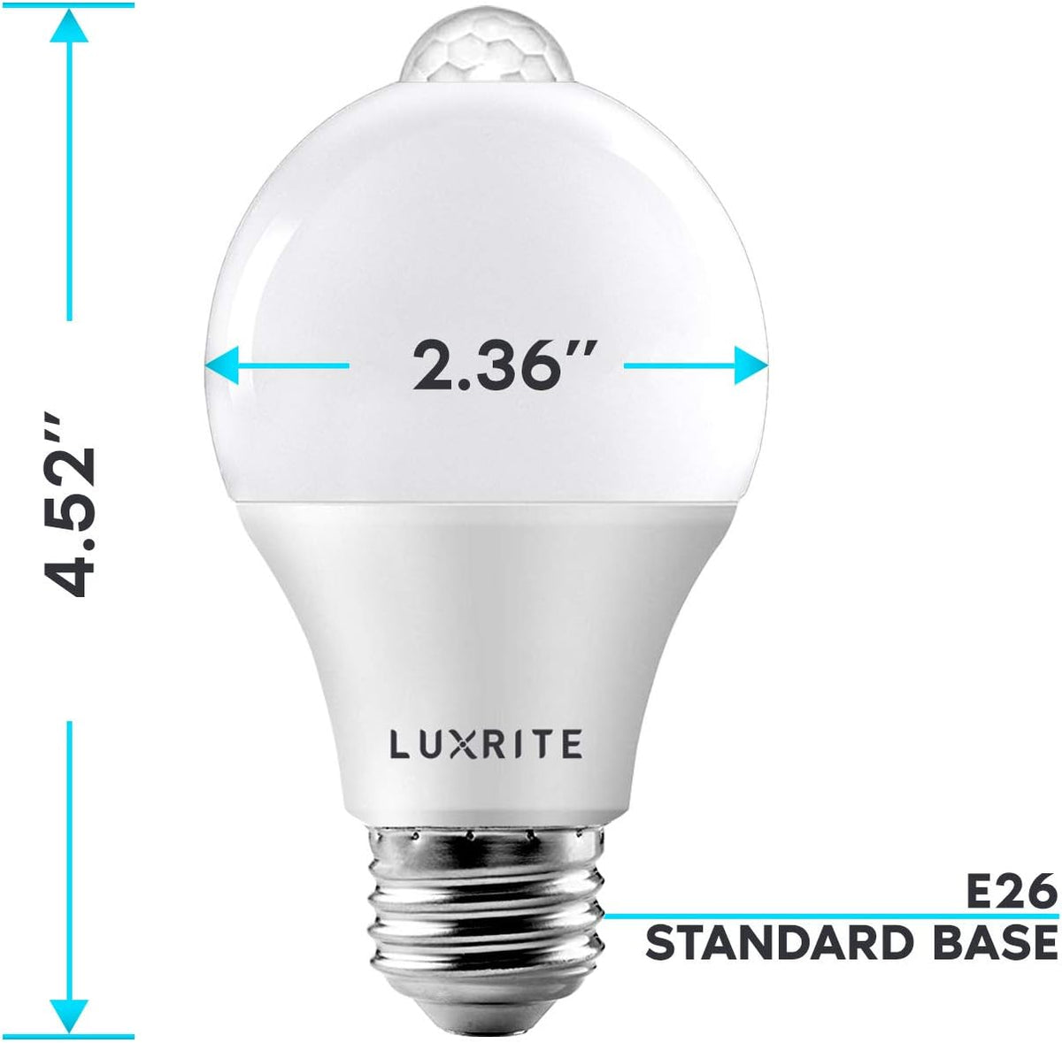 A19 LED Motion Sensor Light Bulbs, 60W Equivalent, 3000K (2 Pack)