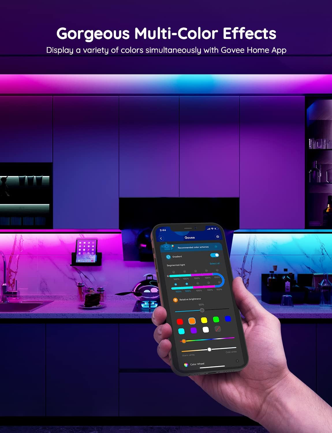 Govee 65.6Ft RGBIC LED Strip Lights, Work with Alexa and Google Assistant