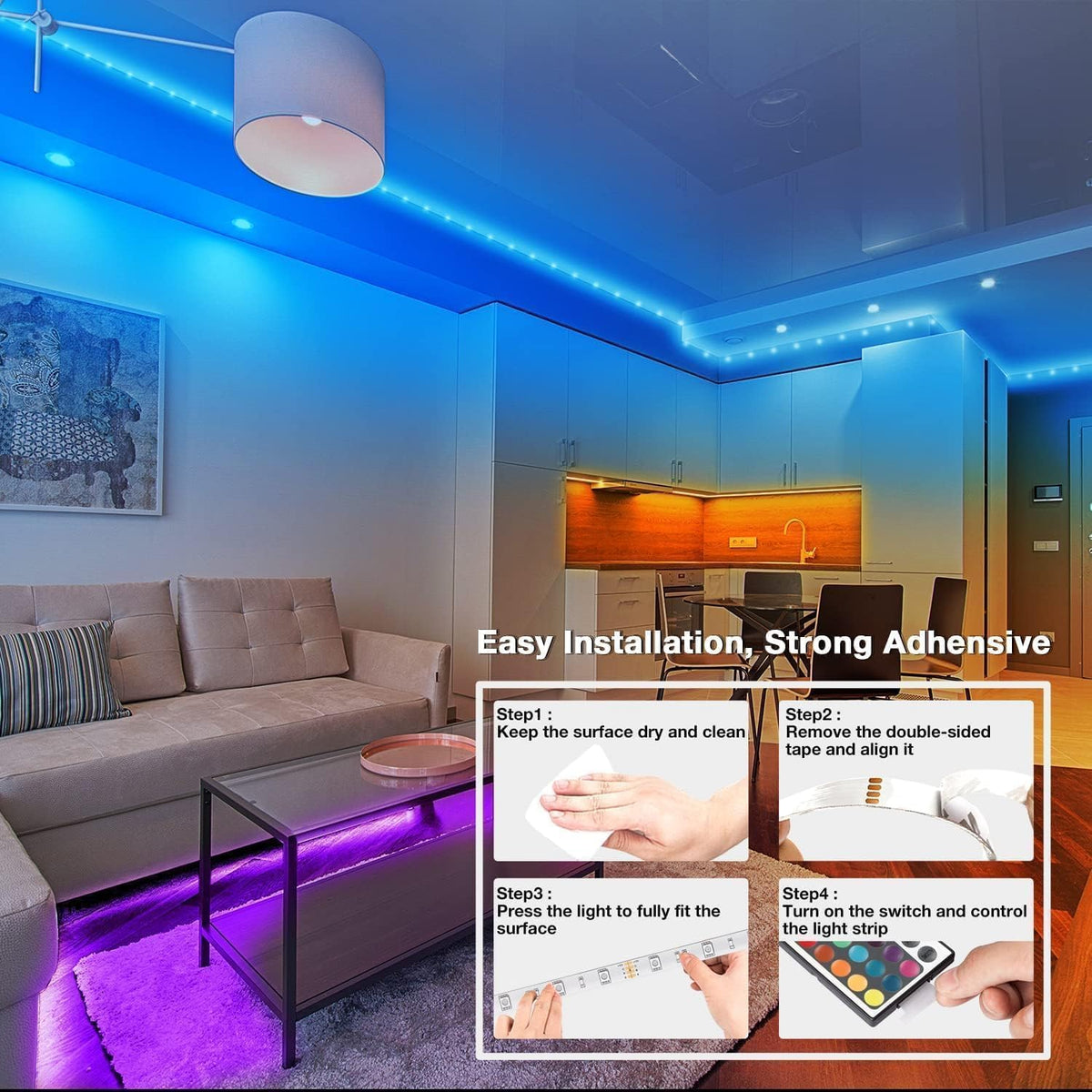Led Lights for Bedroom 400Ft, Smart Led Strip Lights with App Control Remote, RGB LED Light Strips, 24V Led Strip Lights for Room and Holiday Decoration(4 Rolls of 100Ft)