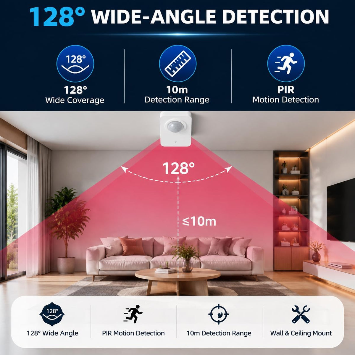 Enhance Your Home Security with Our WiFi Motion Sensor - Smart PIR Detector with Instant App Alerts and Seamless 2.4GHz Connectivity