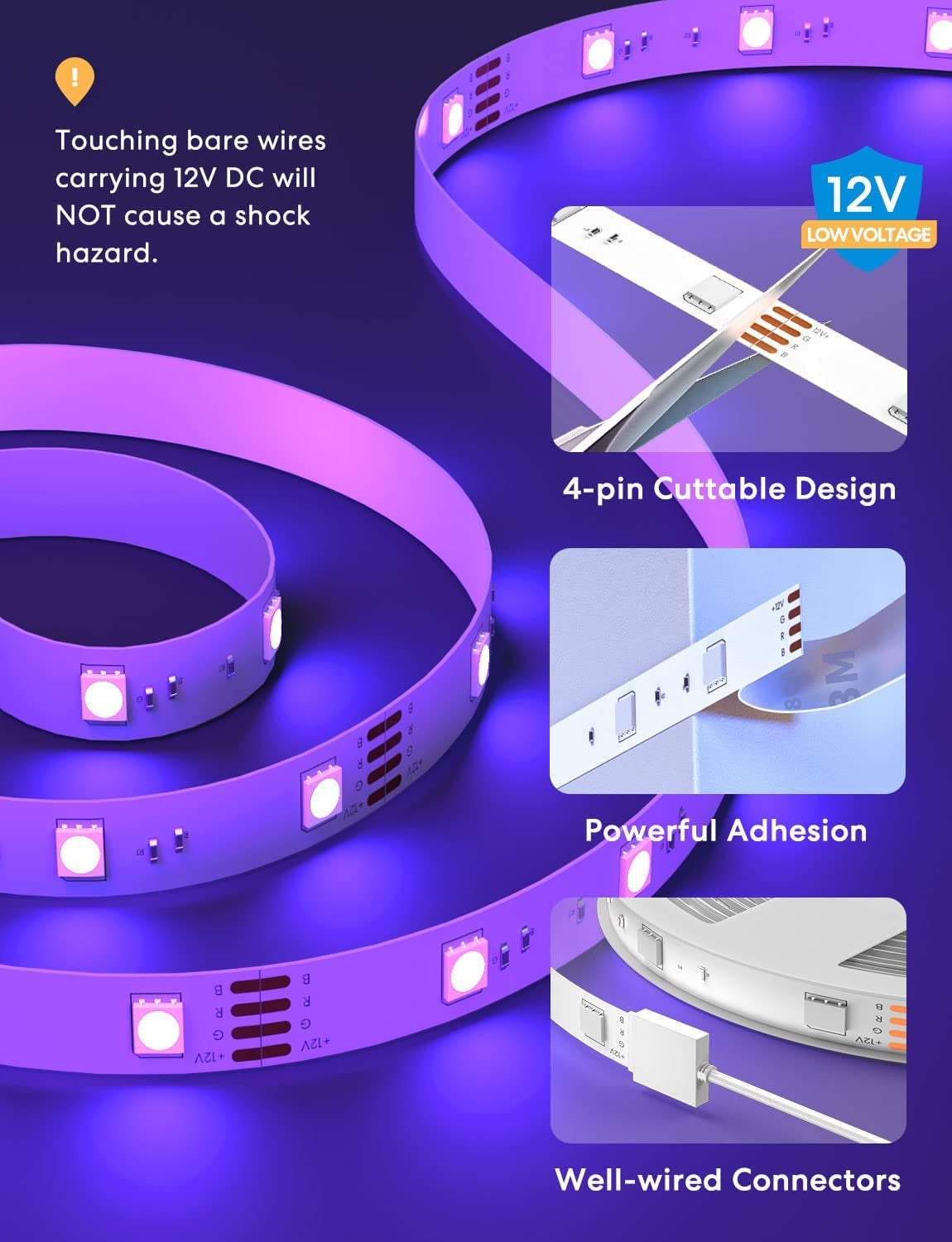 Smart LED Strip Lights, 16.4Ft, Work with Apple Homekit