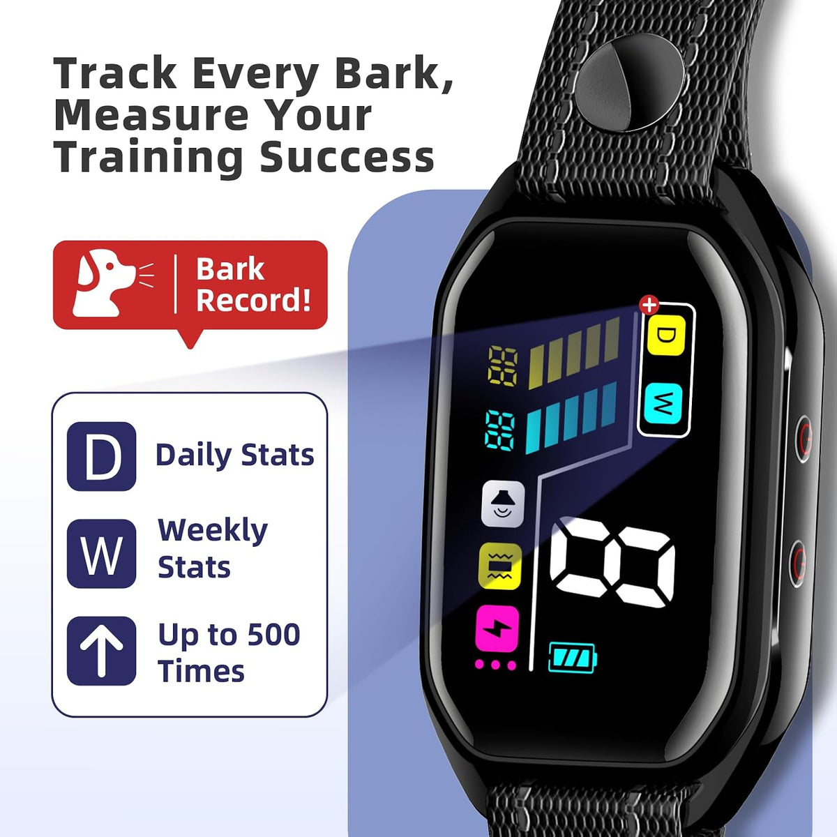 Revolutionary 2025 Smart Bark Collar: Track, Train, and Tame Excessive Barking in Dogs 8-130 lbs with 9 Sensitivity Levels and 4 Shock Settings