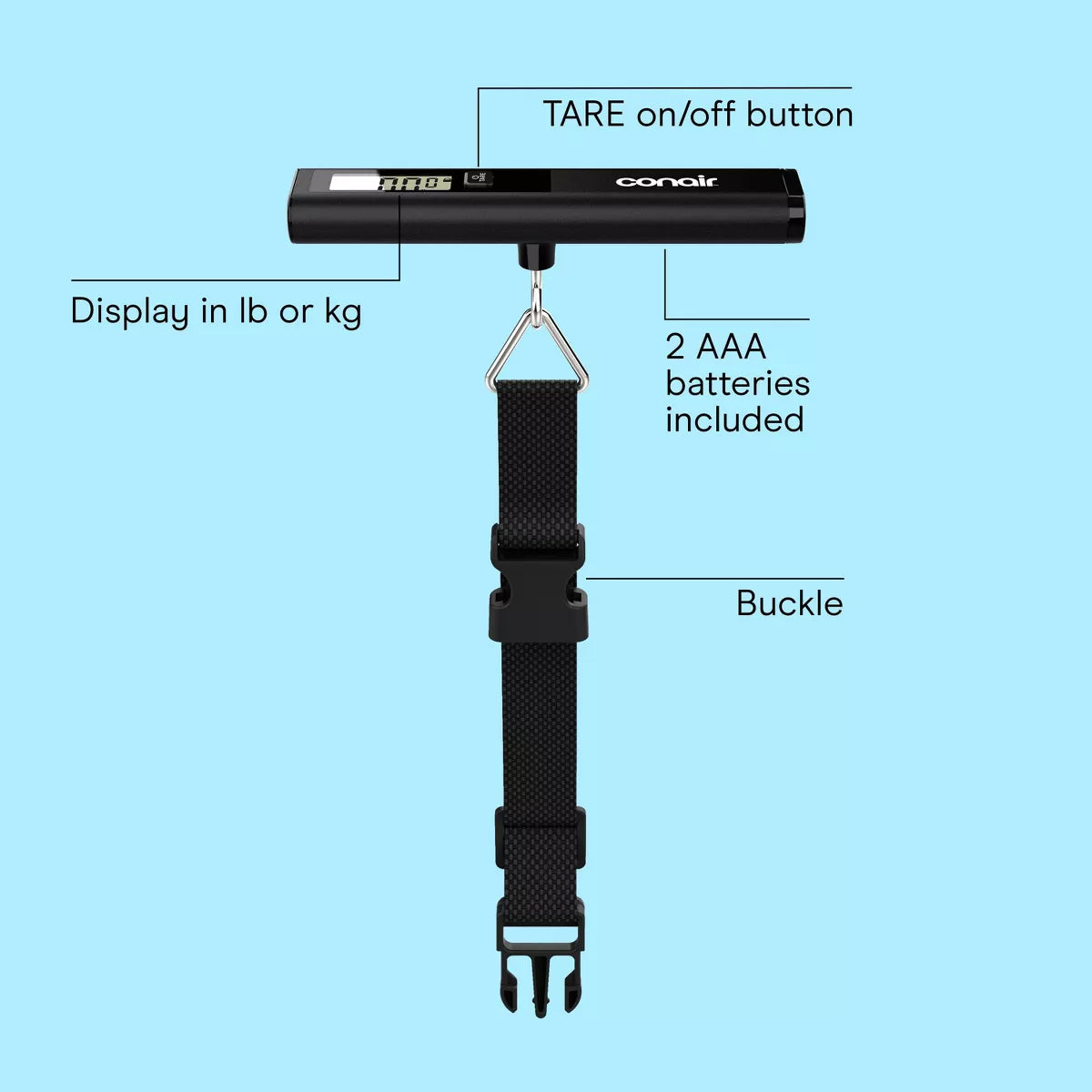 Travel Smart Digital  Scale - Black: Maximum Capacity 80 Lbs, Solid Pattern