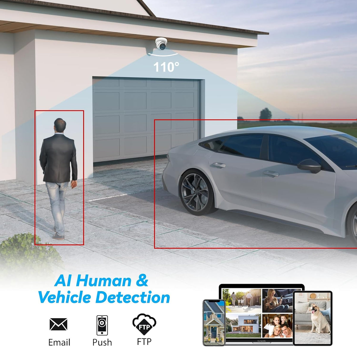 4K Poe Security Camera, 8MP Turret IP Camera Outdoor Indoor Wired