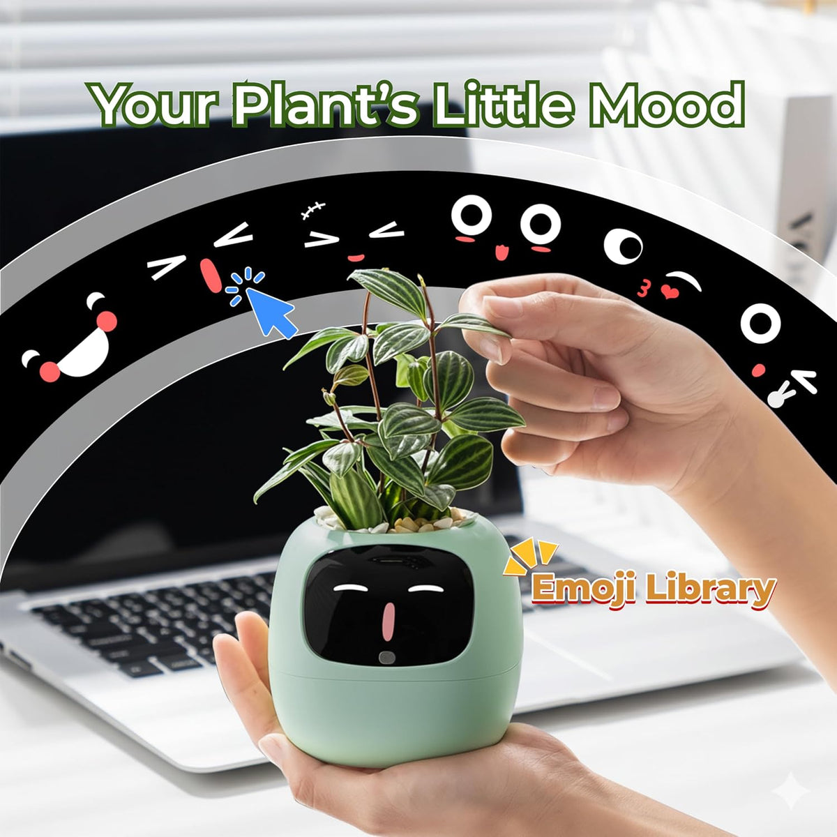 Smart Pet Planter APP AI Robot Garden Flower Pot Gift, Green