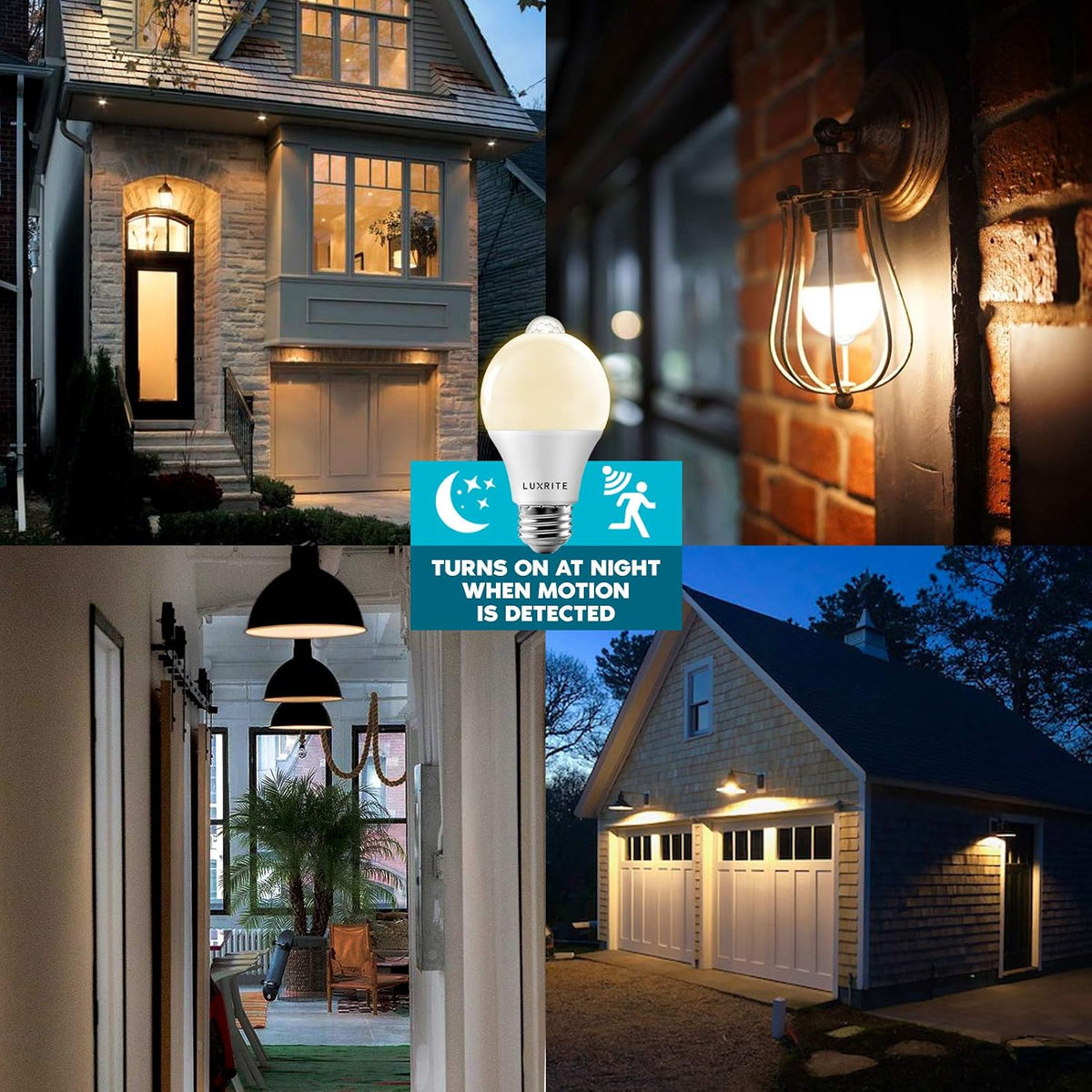 A19 LED Motion Sensor Light Bulbs, 60W Equivalent, 3000K (2 Pack)