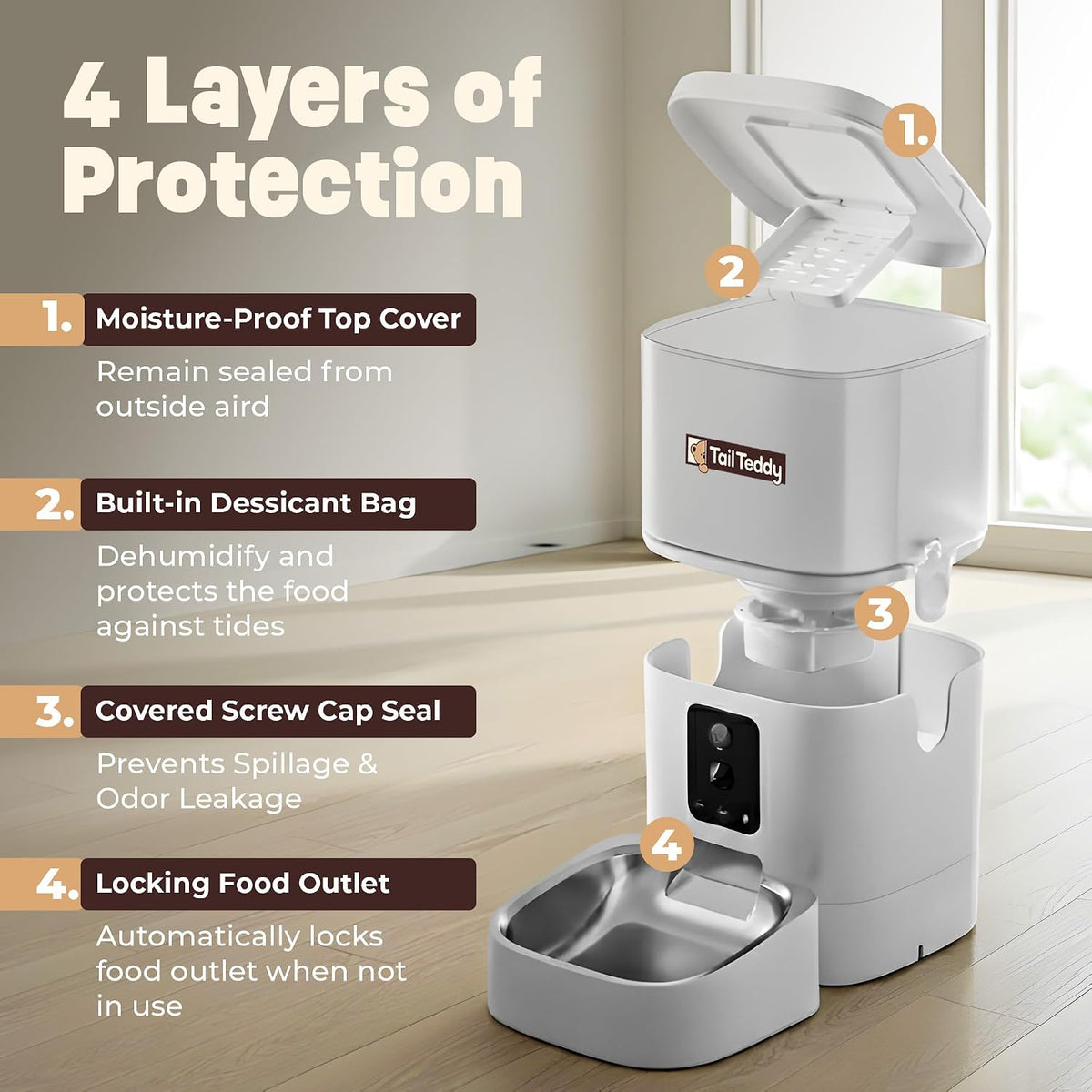 Revolutionize Your Pet Care with the Tailteddy Smart Automatic Cat Feeder – WiFi-Enabled, Dual Camera, and AI Detection for Hassle-Free Feeding!