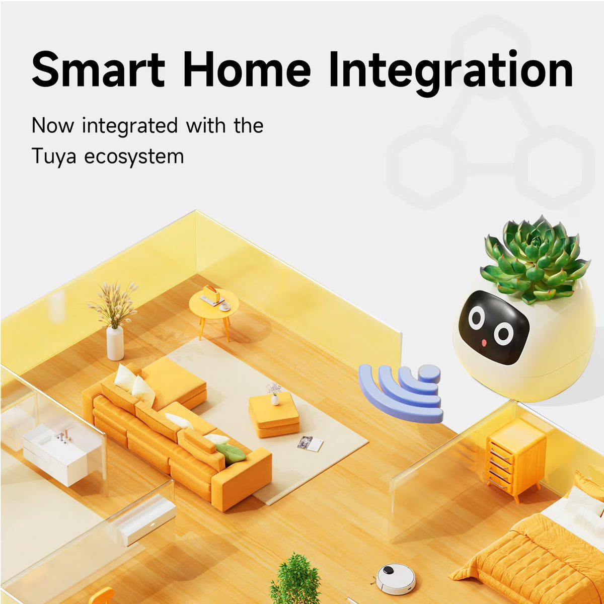 Smart Pet Planter Robot Guidance on Plant Care with Emojis, Adorable Plant Companion with Rich Gesture Interaction, Neat Desk Setup Gift (White)