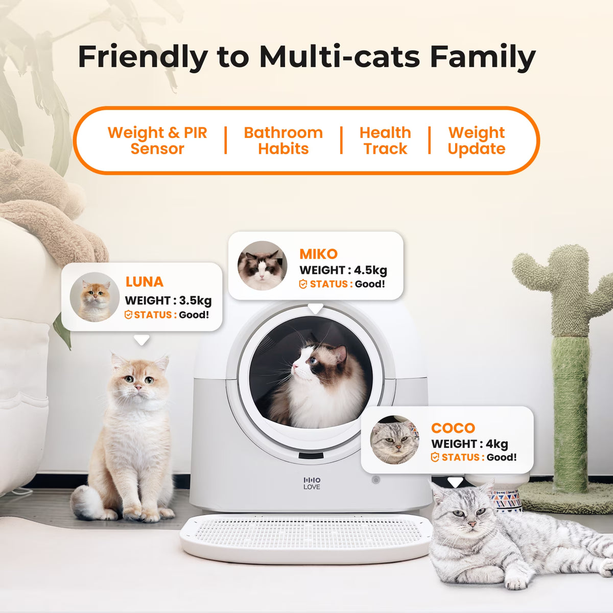 Typro Self-Cleaning Automatic Smart Cat Litter Box with Litter Mat, Waste Bags, and Deodorizer, Gray